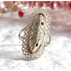 Rare Beau Sterling Silver Signed Adjustable Filigree 925 Vintage Ring - sz  6.5